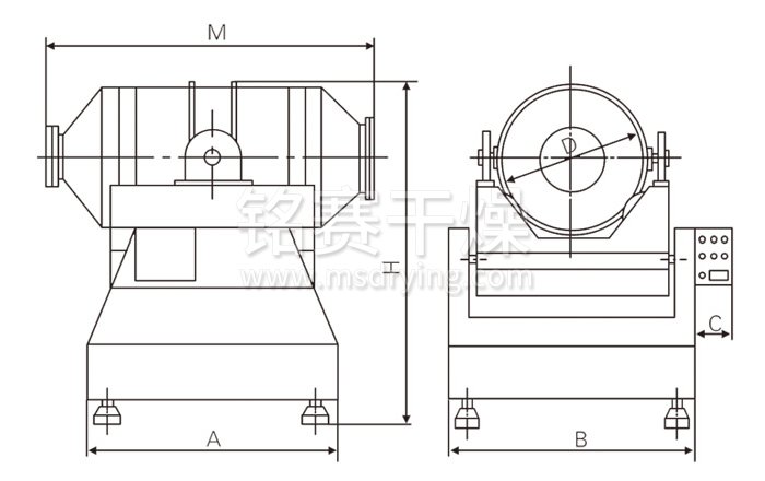 二維運(yùn)動(dòng)混合機結構示意圖 二維運動混合機結構示意圖
