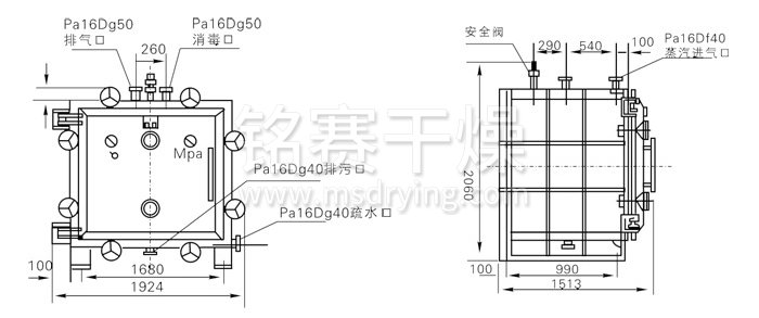 方形靜態真(zhēn)空幹燥機結構示意圖 方形靜態真空幹燥機結構示意圖
